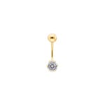 Bauchpiercing 750/18 K Gelbgold mit Zirkonia 6-Griff