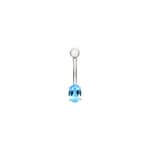 Navel Piercing 750/18 K White Gold with oval Blue Topaz