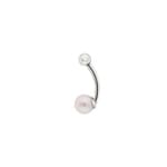 Navel Piercing 750/18 K White Gold with Freshwater Pearl - 767011PW