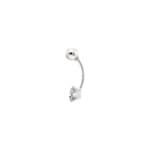 Navel Piercing 750/18 K White Gold with Cubic Zirconia 6 Prongs - 8903GZ