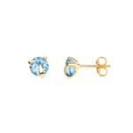 Blue Topaz Stud Earrings 375/9 K Yellow Gold