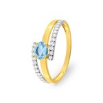 Blautopas Ring 375/9 K Gelbgold mit Zirkonia