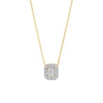 Blush 14ct Gold 0.40ct Lab Diamond Emerald Cut Halo Pendant Necklace