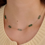 Blush 14ct Gold Malachite Paper Clip Necklace - 3204YMA