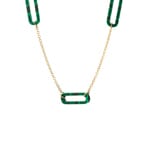 Blush 14ct Gold Malachite Paper Clip Necklace - 3204YMA