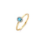 Blush 14ct Gold BlueTopaz and Zirconia Halo Ring