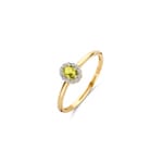 Blush 14ct Gold Peridot and Zirconia Halo Ring - 1258YGP