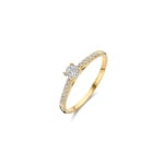 Blush 14ct Yellow Gold 0.32 ct Lab Diamond Solitaire Ring with Pavé Band