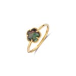 Blush Ring 14k Gelbgold Blume mit schwarzem Perlmutt