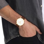 Calvin Klein Linked 41 en cuir Brun / oré &  Blanc - 25200503