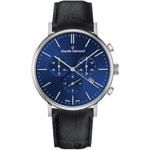 Claude Bernard Slim Line Chronograph Silver & Blue / Black