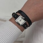 Cluse Gracieuse Mini Watch Double Leather Schwarz / Silbrig  - CW15508