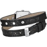 Cluse Gracieuse Mini Watch Double Leather Schwarz / Silbrig  - CW15508