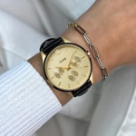 Cluse Minuit Multifunction Leather Black Lizard / Gold Colour - CW10705