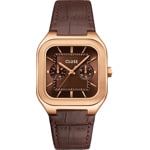 Cluse Quadrus Multifunction Day Date Leder Braun / Rosé 