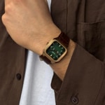 Cluse Quadrus Multifunction Day Date Leather Brown / Rose & Green - CW26205