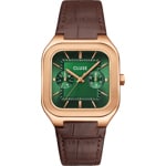Cluse Quadrus Multifunction Day Date Leather Brown / Rose & Green
