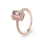 Cocktailring 750/18 K Roségold mit Morganit und Diamanten 0.31 ct H/si