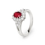 Cocktail Ring 750/18 K White Gold with Ruby and Diamonds 0.58 ct G/vs Ø 56 - PR8761-3-WG