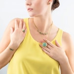 Coeur de Lion Collier Amulette Spikes Square Aventurine Or-Vert - 1200/10-0516