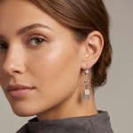Coeur de Lion Geocube® Drop Earrings Agate & Hematite Grey-Gold - 4017/20-1216