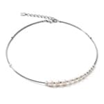Coeur de Lion Collier Asymétrie Perles d'Eau Douce & Acier Inoxydable Blanc-Argenté