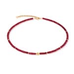 Coeur de Lion Collier Hammered Cube Ruby Or