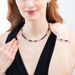 Coeur de Lion Rhythm Necklace Jade Navy Silver - 2043/10-0717