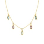 Collier 375/9 K Gelbgold mit Amethysten & Blautopasen