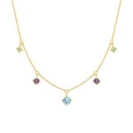 Collier 375/9 K Gelbgold mit Farbsteinen