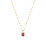 Necklace 375/9 K Yellow Gold with Lab Grown Ruby & Diamonds 0.16 ct