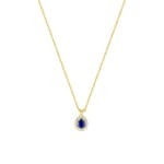 Collier 375/9 K Gelbgold mit Lab Grown Saphir & Diamanten 0.07 ct