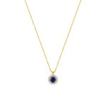 Collier 375/9 K Gelbgold mit Lab Grown Saphir & Diamanten 0.13 ct