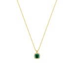 Collier 375/9 K Gelbgold mit Lab Grown Smaragd & Diamanten 0.05 ct