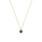 Collier 375/9 K Gelbgold mit Lab Grown Smaragd & Diamanten 0.13 ct