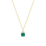 Necklace 375/9 K Yellow Gold with Lab Grown Emerald & Diamonds 0.15 ct