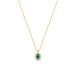 Necklace 375/9 K Yellow Gold with Lab Grown Emerald & Diamonds 0.16 ct
