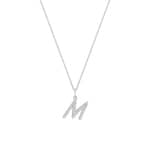 Collier 375/9 K Weissgold Buchstabe M mit Lab Grown Diamanten 0.17 ct