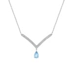 Collier 375/9 K Weissgold mit Blautopas & Zirkonia