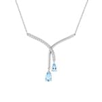 Collier 375/9 K Weissgold mit Blautopas & Zirkonia