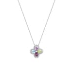 Collier 375/9 K Weissgold mit Farbsteinen & Zirkonia