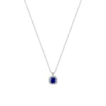 Collier 375/9 K Weissgold mit Lab Grown Saphir & Diamanten 0.05 ct