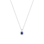 Collier 375/9 K Weissgold mit Lab Grown Saphir & Diamanten 0.07 ct