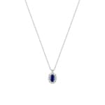 Necklace 375/9 K White Gold with Lab Grown Sapphire & Diamonds 0.16 ct
