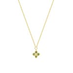 Collier or jaune 750/18 ct Fleur avec eméraudes & diamant 0.01 ct