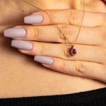 Necklace 750/18 K Yellow Gold, Diamonds 0.11 ct H/si and Ruby - AN-095373-RUB-GG