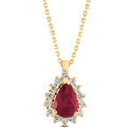 Necklace 750/18 K Yellow Gold, Diamonds 0.11 ct H/si and Ruby - AN-095373-RUB-GG