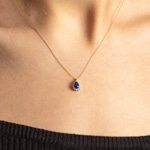 Collier 750/18 K Gelbgold, Diamanten 0.11 ct H/si & Saphir - AN-095373-SAF-GG