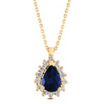 Collier 750/18 K Gelbgold, Diamanten 0.11 ct H/si & Saphir - AN-095373-SAF-GG