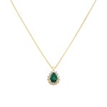 Collier or jaune 750/18 ct, diamants 0.11 ct H/si & émeraude